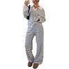 image:imageMakeMeChic Striped Lounge Set 2 Piece Sweater Sets for Women Going Out Travel OutfitBlue and White