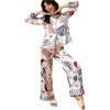 image:imageMakeMeChic Womens 2 Piece Valentines Pajamas Sets Cheetah Print Collared Shirt and Pants PJ Satin Silk SetMulticolor