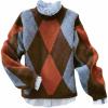 image:imageMakeMeChic Womens Argyle Plaid Sweater Crew Neck Long Sleeve Knit Vintage PulloversBrown and Blue