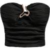 image:imageMakeMeChic Womens Bandeau Strapless Tube Top Backless Ruched Summer Sexy Cute Going Out TopsSolid Black