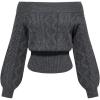 image:imageMakeMeChic Womens Cable Knit Cropped Sweaters Off The Shoulder Long Sleeve Going Out Pullovers TopGrey