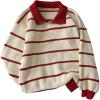 image:imageMakeMeChic Womens Collared Striped Sweater Long Sleeve Knit Fall Winter Sweaters Preppy TopsRed and White