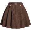 image:imageMakeMeChic Womens Corduroy High Waist Skirt Metal Button Pleated A Line Flare Skater Short SkirtsBrown
