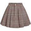 image:imageMakeMeChic Womens Corduroy High Waist Skirt Metal Button Pleated A Line Flare Skater Short SkirtsMulticolor