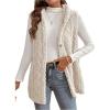 image:imageMakeMeChic Womens Fall Faux Fur Vest Outerwear Hooded Sleeveless Button Down Furry CoatApricot