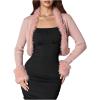 image:imageMakeMeChic Womens Faux Fur Open Front Coat Valentines Fuzzy Long Sleeve Crop Jacket OuterwearPink