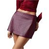 image:imageMakeMeChic Womens Faux Leather Mini Skirt Low Waist Bodycon Party Skirts ShortsBurgundy