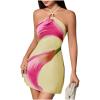image:imageMakeMeChic Womens Floral Halter Backless Cocktail Dress Ring Sleeveless Fall Mini DressesYellow