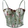 image:imageMakeMeChic Womens Floral Mesh Corset Sheer Top Spaghetti Strap Going Out TopsMulticolor