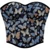 image:imageMakeMeChic Womens Floral Strapless Corset Top Vintage Lace Up Bustier Going Out TopBlack
