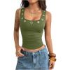 image:imageMakeMeChic Womens Grommet Eyelet Tank Top Grunge Sleeveless Punk Y2K Crop TopsArmy Green