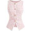 image:imageMakeMeChic Womens Houndstooth Plaid Vest Tops Trendy Dressy Tops Button Wasitcoat For Work OfficePink