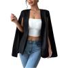 image:imageMakeMeChic Womens Open Front Cape Blazer Split Long Sleeve Work Office Coat JacketBlack