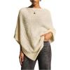 image:imageMakeMeChic Womens Oversized Poncho Sweater Crew Neck Asymmetrical Business Knit TopsApricot