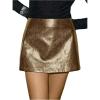 image:imageMakeMeChic Womens PU Leather Skirts Low Waisted Mini Skirt Party Clubwear Black SkirtsGolden