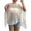image:imageMakeMeChic Womens Ponchos Sheer Poncho Shawl Crochet Tops Sweater Cover UpApricot