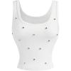 image:imageMakeMeChic Womens Rhinestone Sleeveless Y2k Crop Tank Top Sparkly Fitted Square Neck Top Summer Going Out TopsWhite