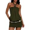 image:imageMakeMeChic Womens Ruffle Mini Dress Y2k Backless Sleeveless Western Going Out Halter DressesArmy Green
