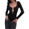 image:imageMakeMeChic Womens Sexy Bodysuit Long Sleeve Date Night Romper Going Out Tops LeotardBlack