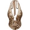 image:imageMakeMeChic Womens Sparkly Sequin Draped Halter Top Tie Backless Party Y2K Tank TopsBrown
