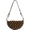 image:imageMakeMeChic Womens Studded Purse Suede Rivet Zipper Bag Punk Y2K Shoulder HandbagsCoffee Brown