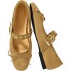 image:imageMakeMeChic Womens Summer Ballet Flats Brown Suede Loafers Bow Knot Buckle Closed Toe Leather ShoesApricot
