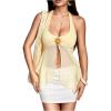 image:imageMakeMeChic Womens Tie Backless Halter Tops Metal Decor Split Sleeveless Y2k TankYellow