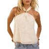 image:imageMakeMeChic Womens Tie Open Back Halter Tops Metal Sleeveless Summer Tank TopWhite