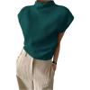 image:imageMakeMeChic Womens Turtleneck Sweater Vest Mock Neck Cap Sleeve Sleeveless Knit Tops Pullover SweatersGreen