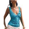 image:imageMakeMeChic Womens Y2k Sparkly Sequin Tank Tops Floral Sexy V Neck Lace Crop Party TopBlue