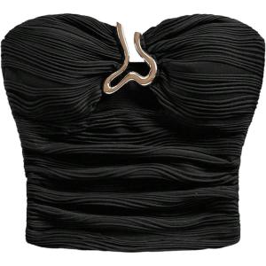 image:imageMakeMeChic Womens Bandeau Strapless Tube Top Backless Ruched Summer Sexy Cute Going Out TopsSolid Black