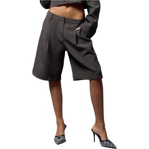 image:imageMakeMeChic Womens Bermuda Shorts Low Waist Knee Length Wide Leg Old Money ShortsBrown