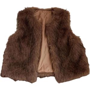 image:imageMakeMeChic Womens Faux Fur Vest Tops Fuzzy Sleeveless Fur Jacket Coat OuterwearCoffee Brown