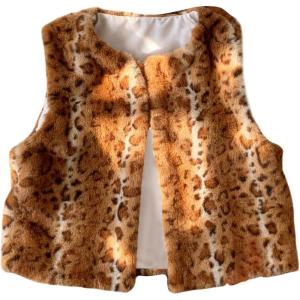 image:imageMakeMeChic Womens Faux Fur Vest Tops Fuzzy Sleeveless Fur Jacket Coat OuterwearLeopard Brown