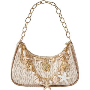 image:imageMakeMeChic Womens Seashell Starfish Single Strap Shoulder Handbags Fall Beach Vacation BagsMulticolor Beige