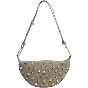 image:imageMakeMeChic Womens Studded Purse Suede Rivet Zipper Bag Punk Y2K Shoulder HandbagsLight Grey