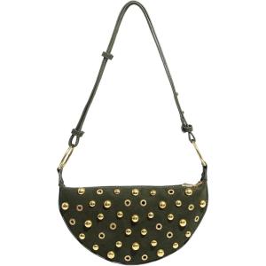 image:imageMakeMeChic Womens Studded Purse Suede Rivet Zipper Bag Punk Y2K Shoulder HandbagsOlive Green