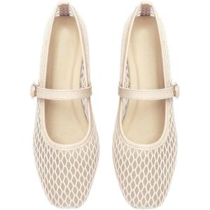 image:imageMakeMeChic Womens Summer Ballet Flats Brown Suede Loafers Bow Knot Buckle Closed Toe Leather ShoesWhite
