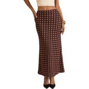 image:imageMakeMeChic Womens Summer Beach Maxi Skirt Y2k Floral Boho Flowy Long SkirtBrown