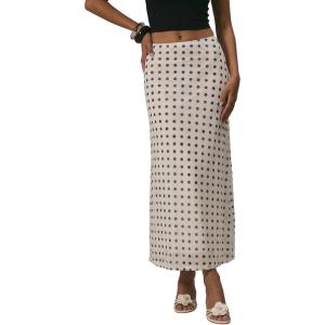 image:imageMakeMeChic Womens Summer Beach Maxi Skirt Y2k Floral Boho Flowy Long SkirtWhite Polka Dots