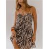 image:imageMakeMeChic Womens Summer Striped A Line Mini Dress Spaghetti Strap Sleeveless Boho Cami DressesBlack and White