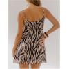 image:imageMakeMeChic Womens Summer Striped A Line Mini Dress Spaghetti Strap Sleeveless Boho Cami DressesBlack and White