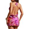 image:imageMakeMeChic Womens Floral Print Halter Dress Criss Cross Backless Party Short Dresses with 3D FlowerMulticolor