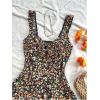 image:imageMakeMeChic Womens Ditsy Floral Print Shirred Tie Front Ruffle Sleeveless A Line Short Tank DressMulticolor