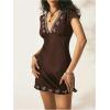 image:imageMakeMeChic Womens Weastern Mini Dress Boho Going Out Short Sleeve Country Concert DressesBrown