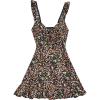 image:imageMakeMeChic Womens Ditsy Floral Print Shirred Tie Front Ruffle Sleeveless A Line Short Tank DressMulticolor