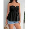 image:imageMAKEMECHIC Womens Maternity Tube Tops Ruffle Strapless Tie Knot Frill Trim Summer TopBlack