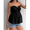 image:imageMAKEMECHIC Womens Maternity Tube Tops Ruffle Strapless Tie Knot Frill Trim Summer TopBlack