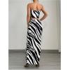 image:imageMakeMeChic Womens 2 Piece Cocktail Outfit Zebra Striped Tube Crop Tops and Bodycon Skirt SetBlack and White
