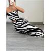 image:imageMakeMeChic Womens 2 Piece Cocktail Outfit Zebra Striped Tube Crop Tops and Bodycon Skirt SetBlack and White